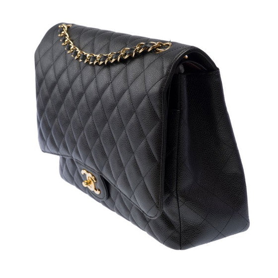 Classic Black Quilted Leather Bag – Gold Chain Edition