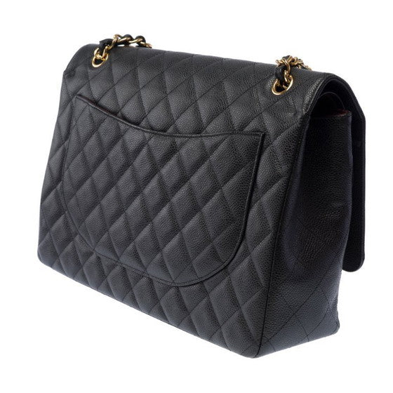 Classic Black Quilted Leather Bag – Gold Chain Edition