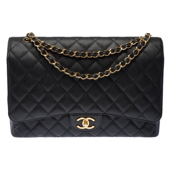 Classic Black Quilted Leather Bag – Gold Chain Edition