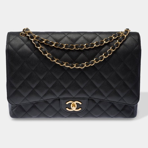 Classic Black Quilted Leather Bag – Gold Chain Edition