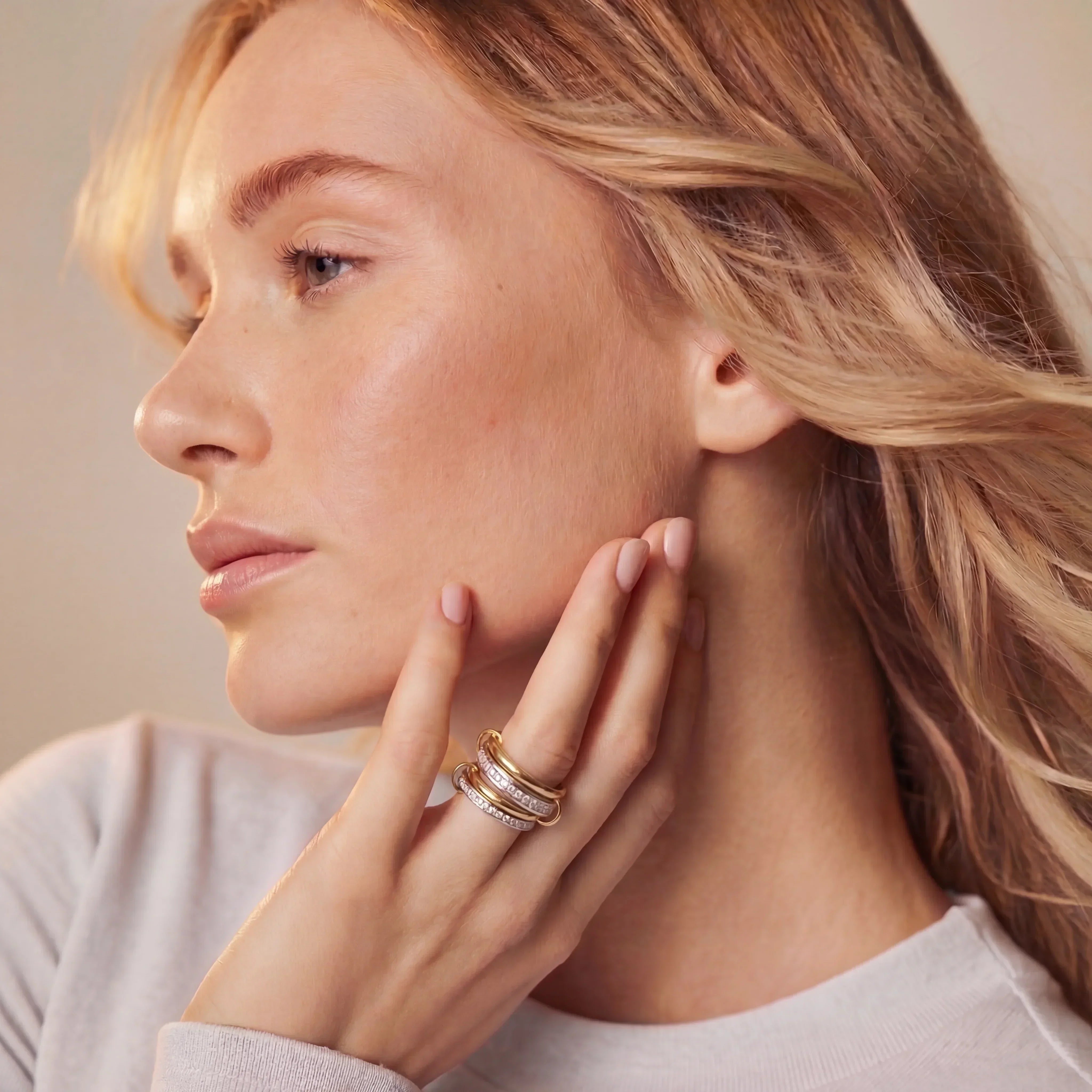 Valerie Two Tone Stacked Diamond Ring