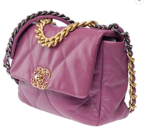 Bag 19 Purple Quilted Lambskin Leather Shoulder Bag