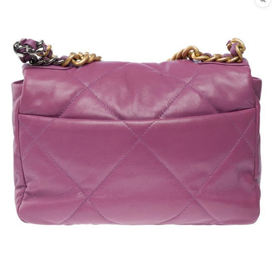 Bag 19 Purple Quilted Lambskin Leather Shoulder Bag