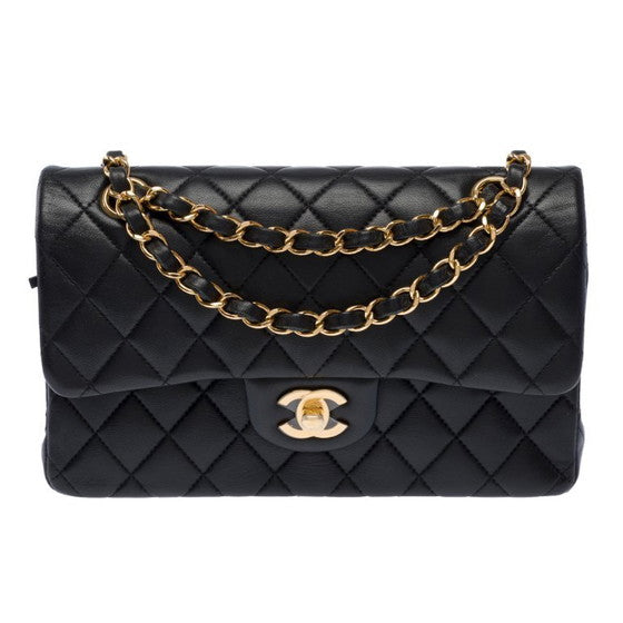 Classic Black Quilted Leather Small Bag with Gold Chain
