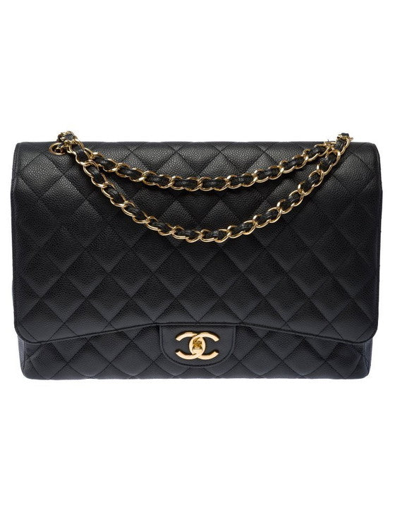 Classic Black Quilted Leather Bag – Gold Chain Edition