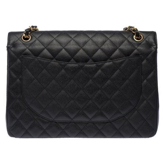 Classic Black Quilted Leather Bag – Gold Chain Edition