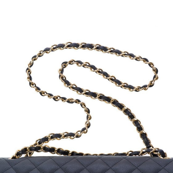 Classic Black Quilted Leather Bag – Gold Chain Edition