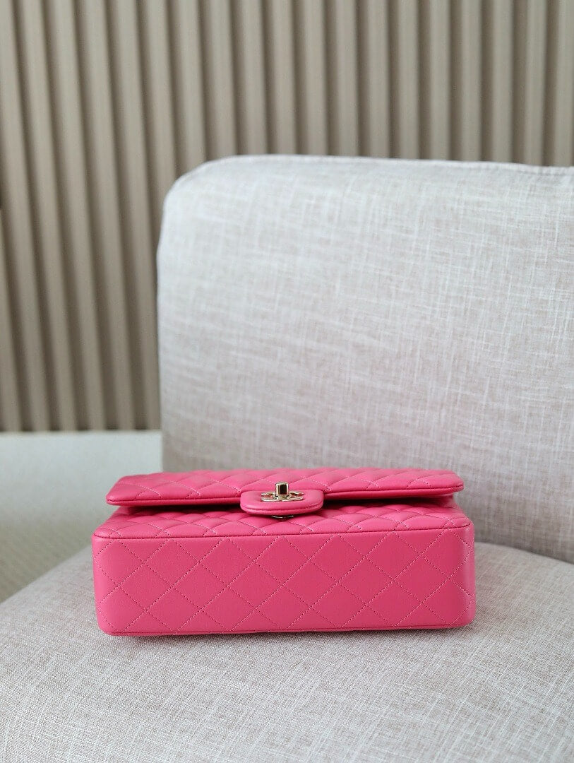 Classic 1112 Pink Lambskin Shoulder Bag with Gold Hardware