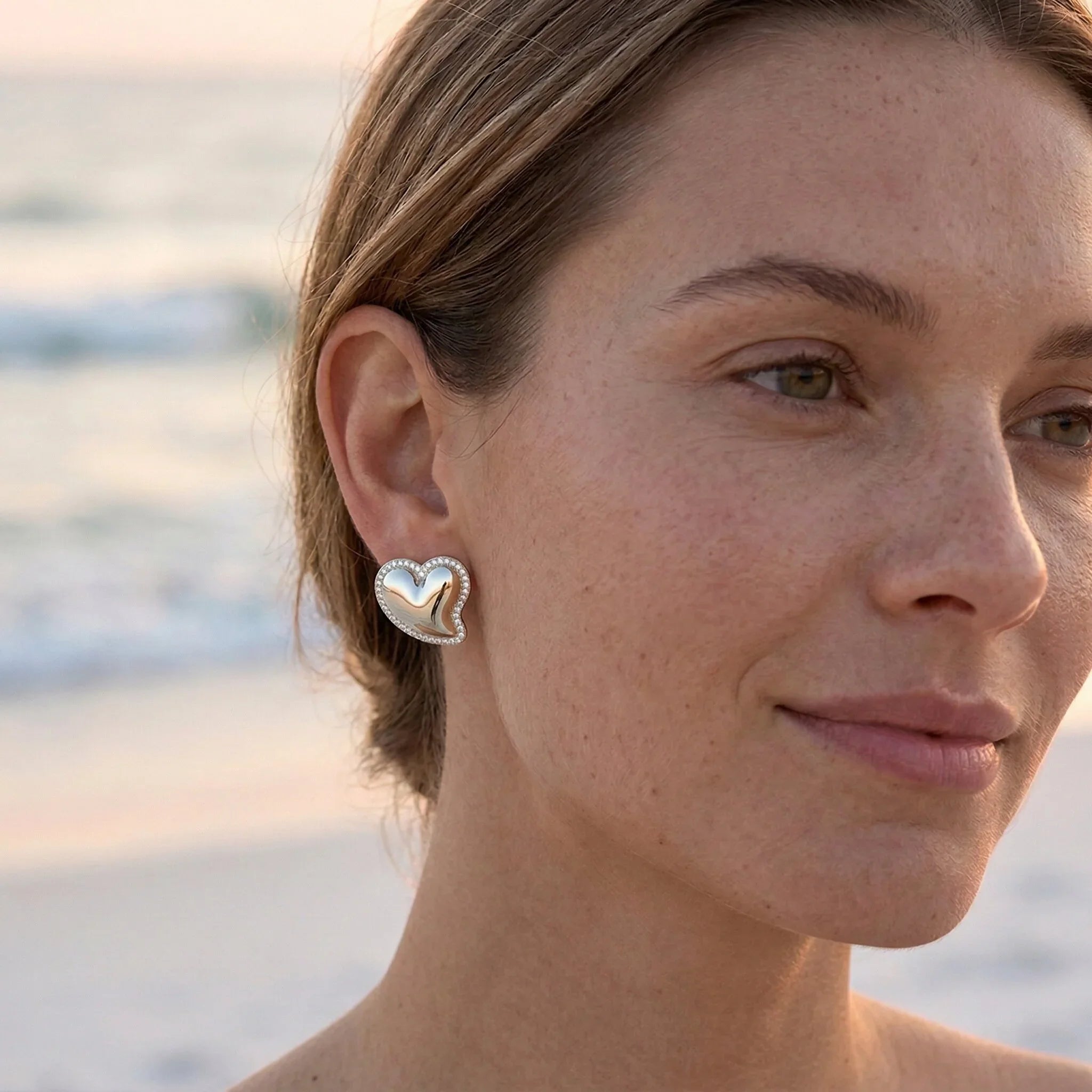 Holly Heart Gold Earrings