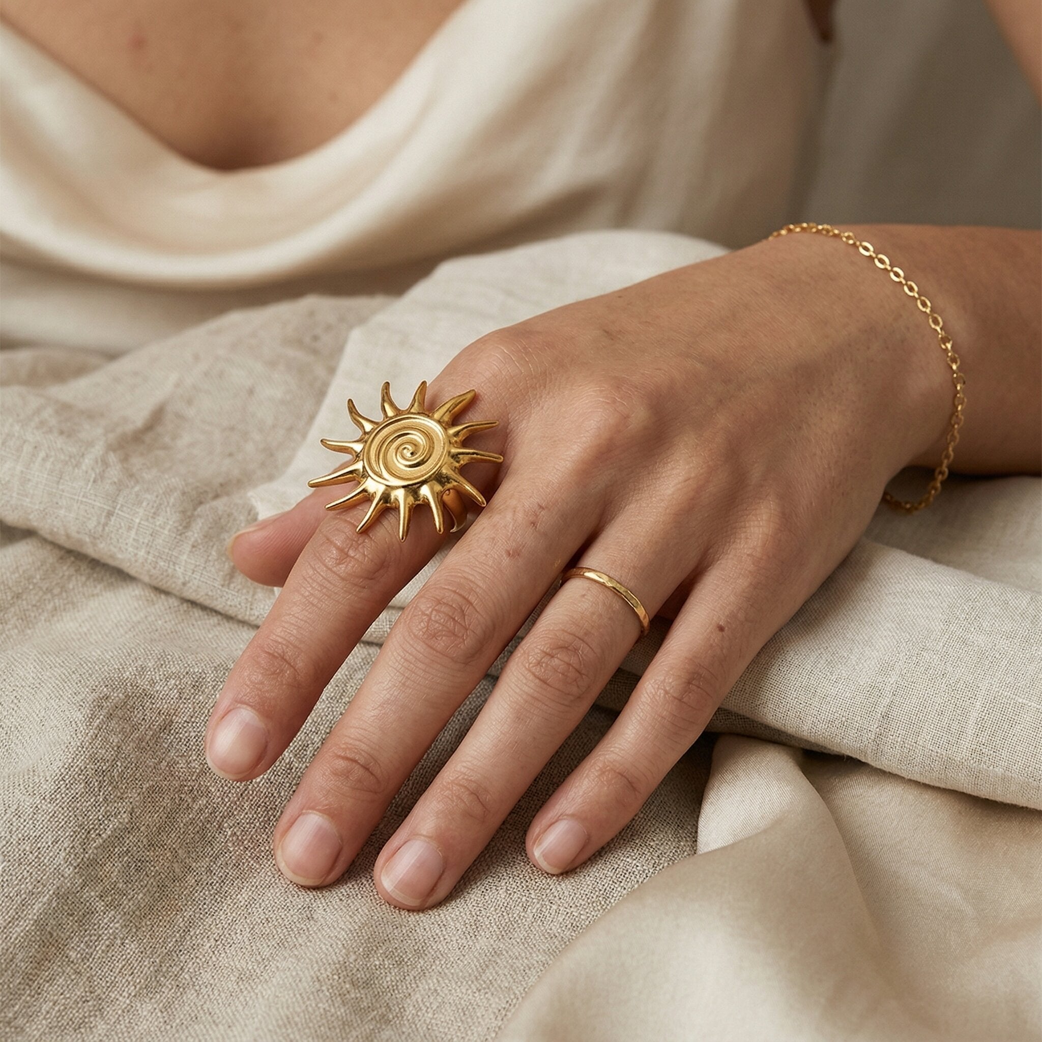 Solstice Golden Sun Ring