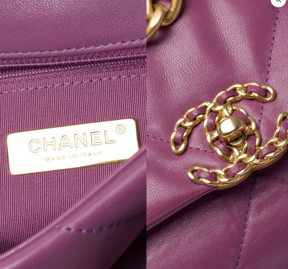 Bag 19 Purple Quilted Lambskin Leather Shoulder Bag