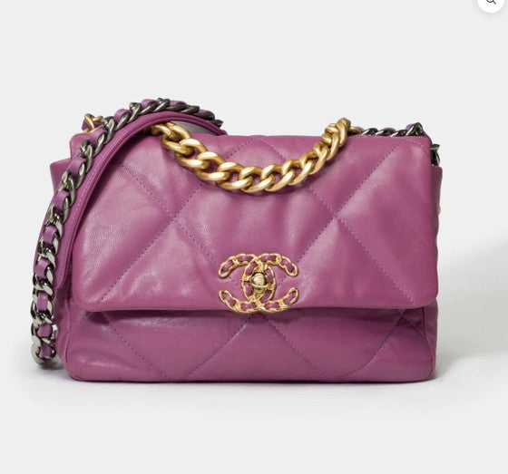 Bag 19 Purple Quilted Lambskin Leather Shoulder Bag