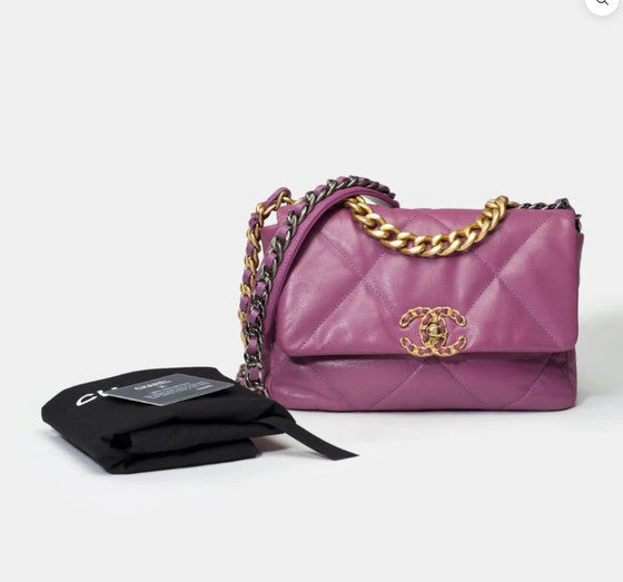 Bag 19 Purple Quilted Lambskin Leather Shoulder Bag