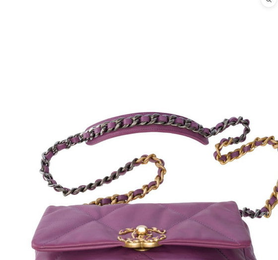 Bag 19 Purple Quilted Lambskin Leather Shoulder Bag