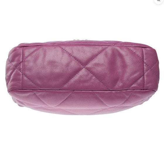 Bag 19 Purple Quilted Lambskin Leather Shoulder Bag