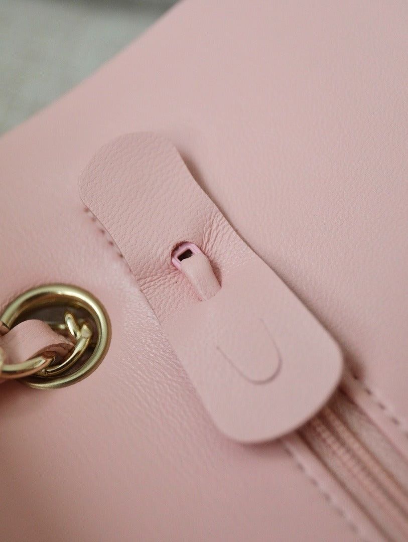 Classic 1112 Baby Pink Lambskin Shoulder Bag with Gold Hardware