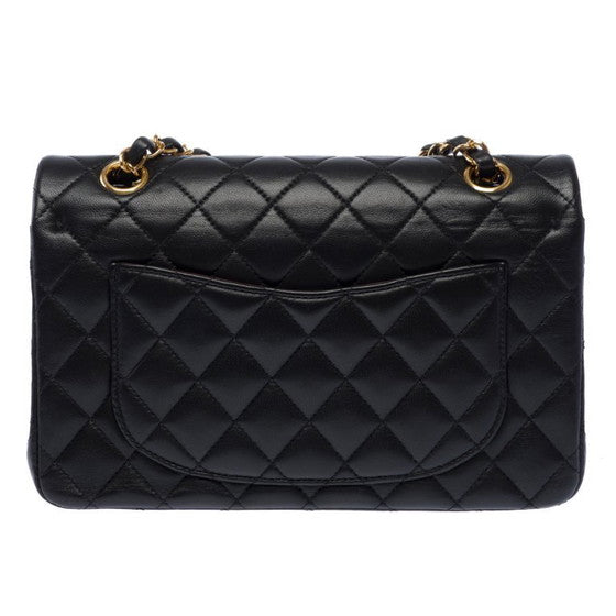 Classic Black Quilted Leather Small Bag with Gold Chain