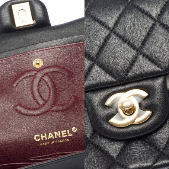 Classic Black Quilted Leather Small Bag with Gold Chain