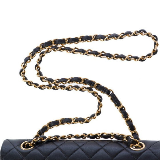 Classic Black Quilted Leather Small Bag with Gold Chain